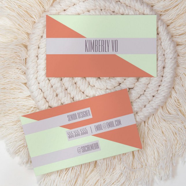 Modern Trendy Geometric Colour Block Business Card (modern color block trendy business card)