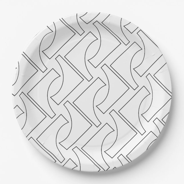 Modern Trendy Geometric Pattern Paper Plate (Front)