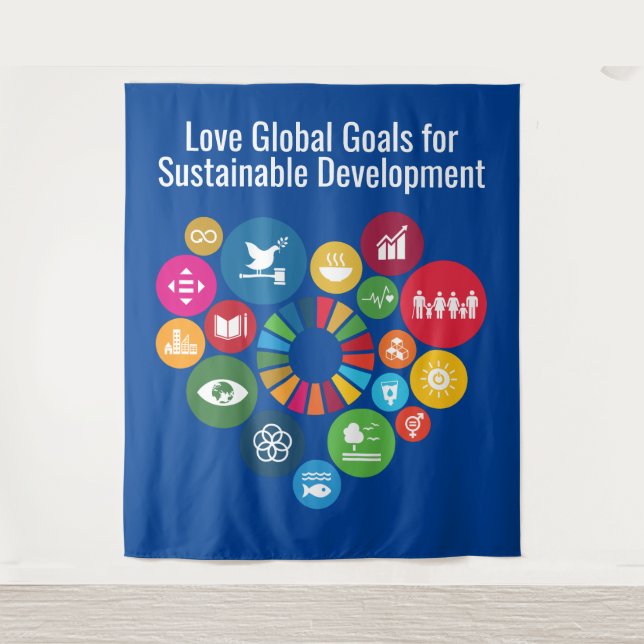 Modern Trendy Gift Sustainability Goals 2030 Tapestry (Front)