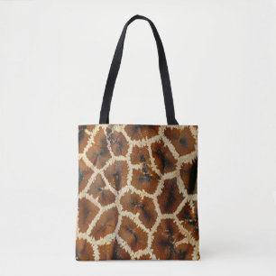 Modern Trendy Giraffe Print Brown Tote Bag