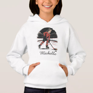 Modern Trendy Girl Playing Ice Hockey Personalised