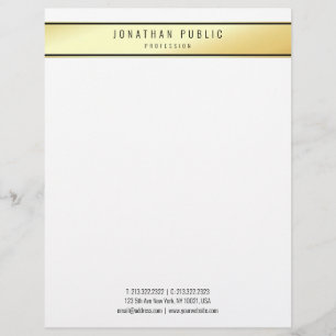 Modern Trendy Glamour Gold White Elegant Template Custom Letterhead