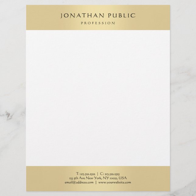 Modern Trendy Glamourous Gold Look Elegant Templat Custom Letterhead (Front)