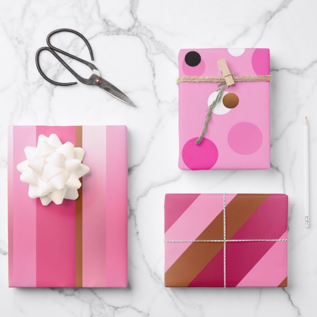 Modern Trendy Gold and Pink  Wrapping Paper Sheet (Front)