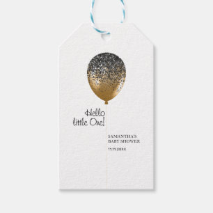 Modern Trendy Gold Baby Shower Balloon Gift Tags