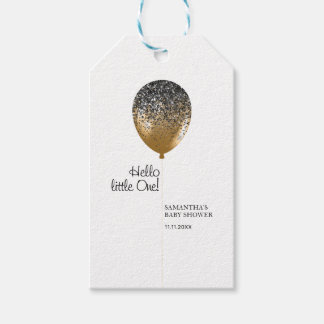 Modern Trendy Gold Baby Shower Balloon Gift Tags
