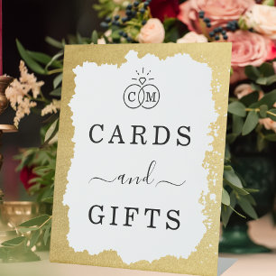 Modern Trendy Gold Frame Cards Gifts Wedding Sign
