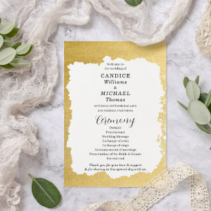 Modern Trendy Gold Frame Wedding Programme
