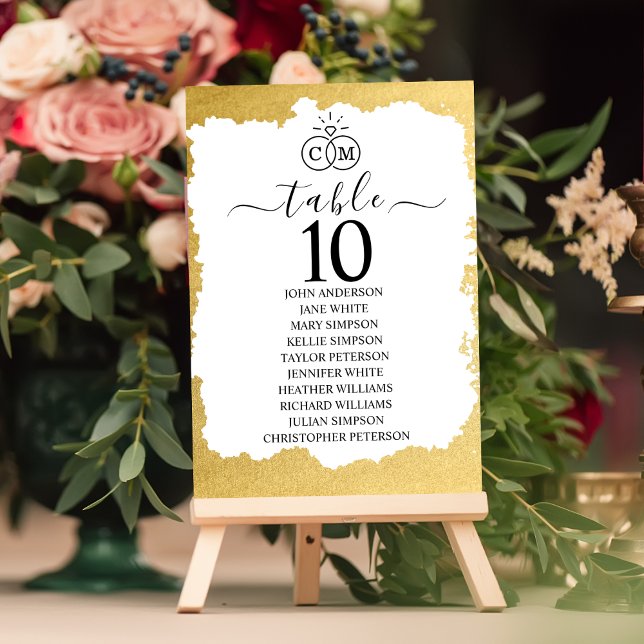 Modern Trendy Gold Frame Wedding Table Number (Creator Uploaded)