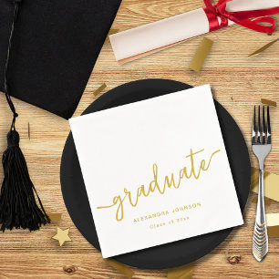Modern Trendy Gold Script Graduation Party Napkin