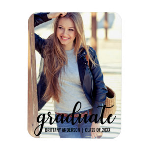 Modern Trendy Graduation Announcement Photo Magnet