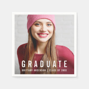 Modern Trendy Graduation Party Photo Napkin