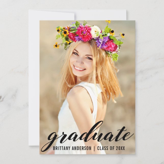 Modern Trendy Graduation Photo Announcement (Front)