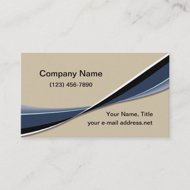 Modern Trendy Graphic Tan Blue Business Card (Front)