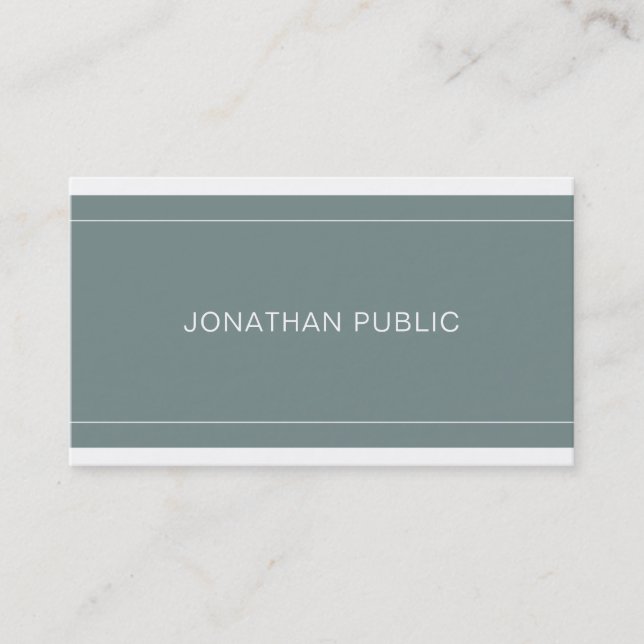 Modern Trendy Green Minimalist Design Luxury Plain Business Card (Front)
