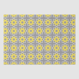 Modern Trendy Grey and Yellow Flowers  Tissue Paper