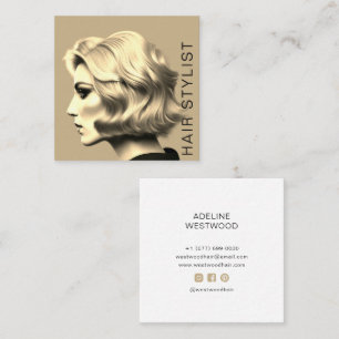 Modern Trendy Hair Stylist Artist  Square Business Card
