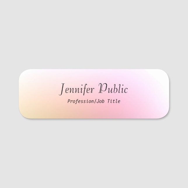 Modern Trendy Handwritten Script Text Colourful Name Tag (Front)