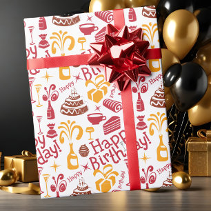 Modern Trendy Happy Birthday Wishes Wrapping Paper