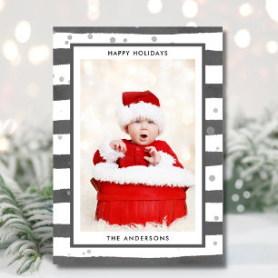 Modern Trendy Happy Holidays Photo Christmas Holiday Card