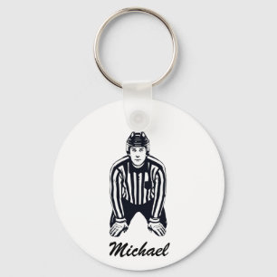 Modern Trendy Ice Hockey Referee Personalised      Key Ring