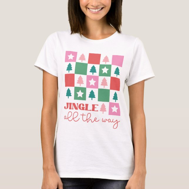 Modern Trendy Jingle All the Way Women's Christmas T-Shirt (Front)