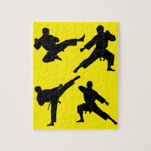 Modern Trendy Karate / Taekwondo / judo Yellow Jigsaw Puzzle