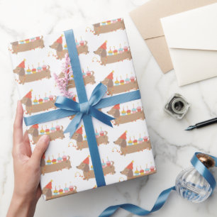 Modern Trendy Kids Birthday Cute Dog Wrapping Paper