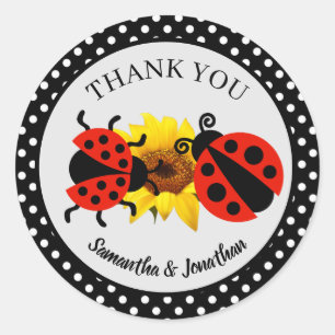 Modern Trendy Ladybug Thank You Classic Round Stic Sticker