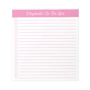 Modern Trendy Light Pink One Column Checklist Notepad