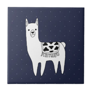Modern Trendy Llama Sketch & Swiss Dots Tile