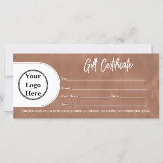 Modern Trendy Logo | Rustic Kraft Gift Certificate