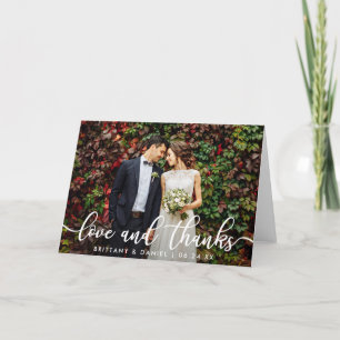 Modern Trendy Love and Thanks Wedding Fold Thank You Card