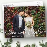 Modern Trendy Love and Thanks | Wedding Photo Postcard<br><div class="desc">Modern Trendy Love and Thanks | Wedding Photo Postcard</div>