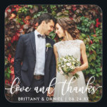 Modern Trendy Love and Thanks | Wedding Photo Square Sticker<br><div class="desc">Modern Trendy Love and Thanks | Wedding Photo Thank You Sticker</div>
