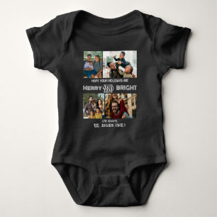 Modern trendy Merry and Bright Family Photo Baby Bodysuit
