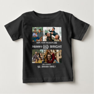 Modern trendy Merry and Bright Family Photo Baby T-Shirt