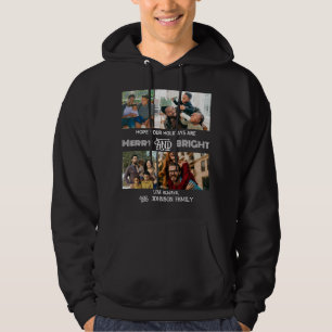 Modern trendy Merry and Bright Family Photo Hoodie