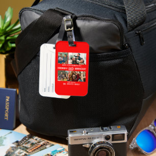 Modern trendy Merry and Bright Family Photo Luggage Tag