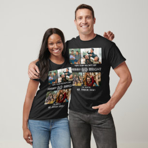 Modern trendy Merry and Bright Family Photo T-Shirt