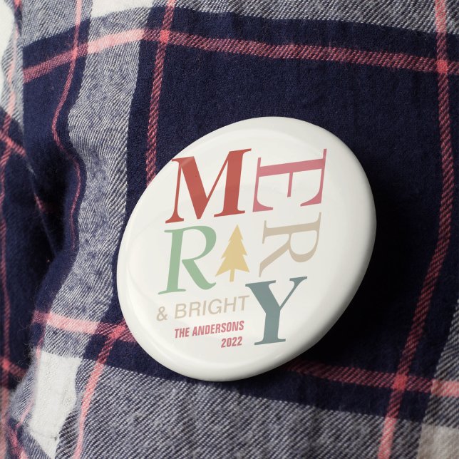 Modern Trendy Merry And Bright Minimalist Colorful 6 Cm Round Badge (Creator Uploaded)