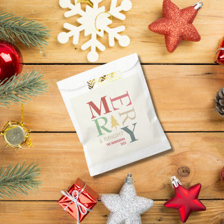 Modern Trendy Merry And Bright Minimalist Colourfu Favour Bags
