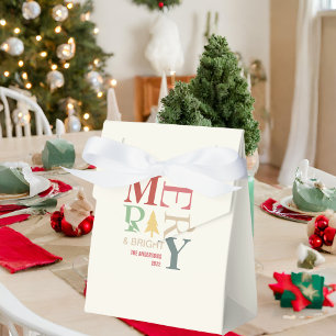 Modern Trendy Merry And Bright Minimalist Colourfu Favour Box