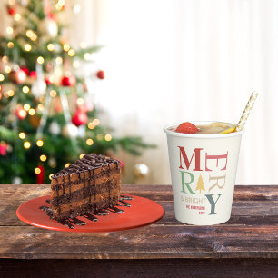 Modern Trendy Merry And Bright Minimalist Colourfu Paper Cups