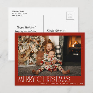 Modern trendy minimal christmas holiday postcard