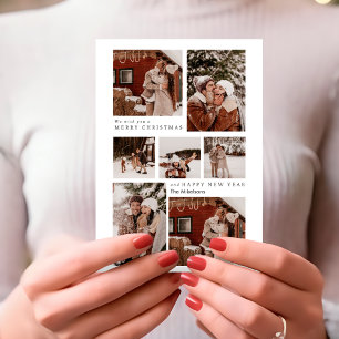 Modern Trendy Minimalist Christmas Couple Photo  Holiday Card