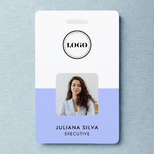 Modern Trendy Minimalist Photo Purple ID Card Badge