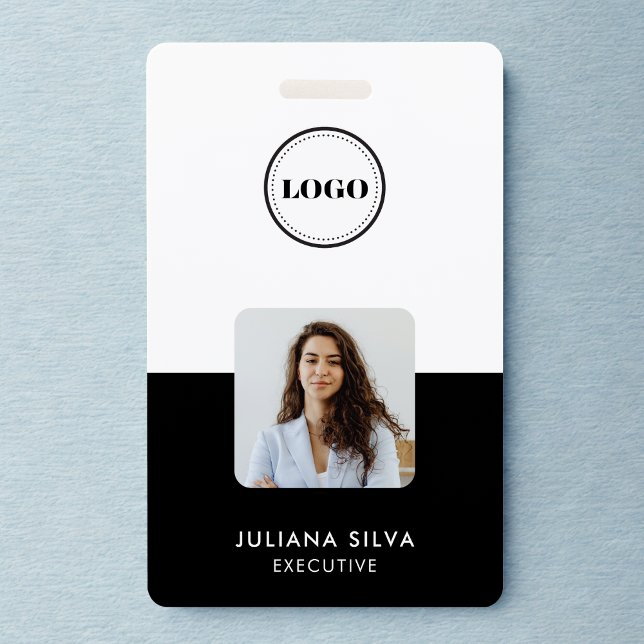 Modern Trendy Minimalist Photo | Simple Black ID ID Badge (Creator Uploaded)