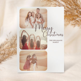 Modern trendy minimalist photos Merry Christmas Holiday Card