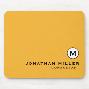 Modern Trendy Monogram Mustard Yellow Mouse Pad